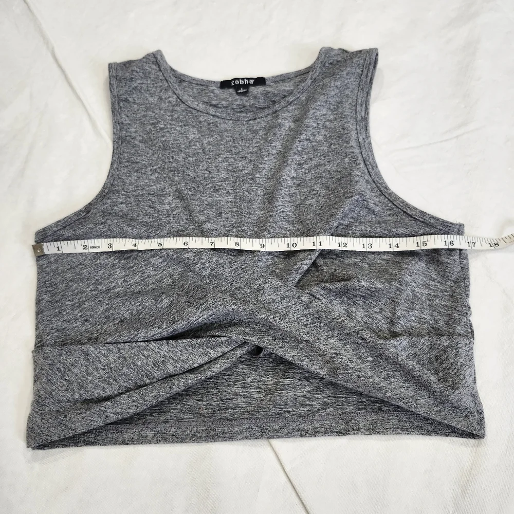 Zobha Size Large Gray Sleeveless Women's Cropped Top - Picture 3 of 6